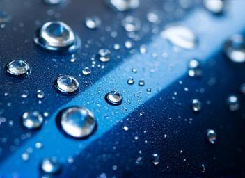 Close up of water beading on ceramic coated paint